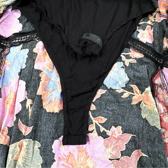Free People Penny Printed Maxi Bodysuit Dress. Boho Floral Bright Lace Ruffle XS - Picture 9 of 16
